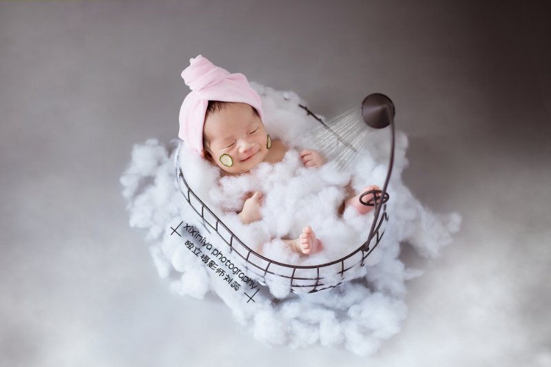 Baby Iron Basket Shower Bathtub Infant Photography Accessories Unique Shooting Props Posing Container Baby Photography Props