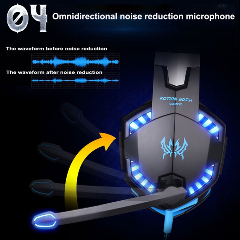 KOTION JEDER G2000 G9000 Gamer Spielen Beste Tiefe Bass Kopfhörer Stereo Headset PC Für Computer Spiel Kopfhörer Mit Mic LED lichter