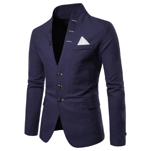 Hommes sl-im convient Social Blazer printemps automne solide robe de mariée veste hommes décontractée affaires mâle costume veste Blazer doux: Marine Bleu / M