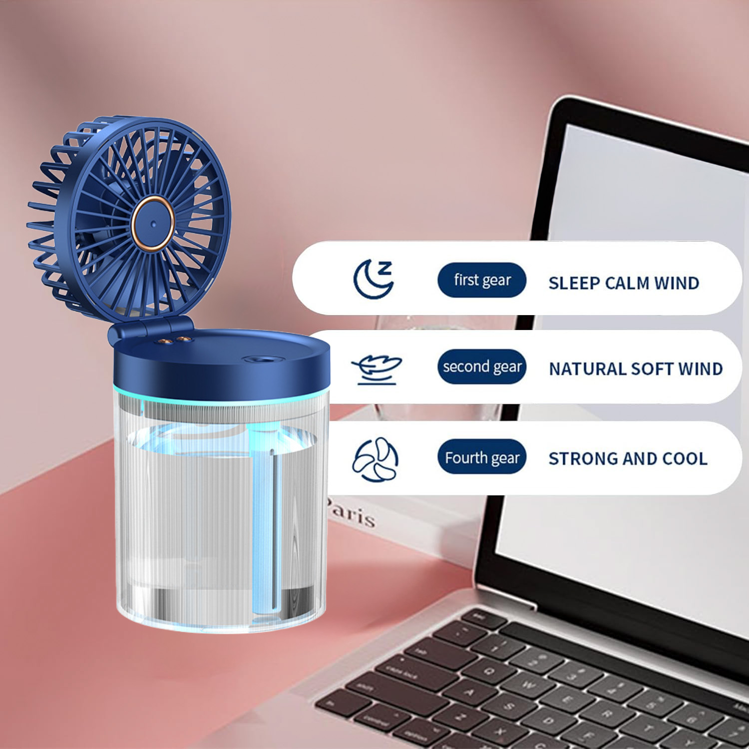 Befeuchtung Ventilator Wasser kühl Ventilator USB Mini kleiner Lüfter Schreibtisch-Lüfter 2024 Sommer neues Zuhause faltbare Kaltluft Sein feuchter Sprüh ventilatoren