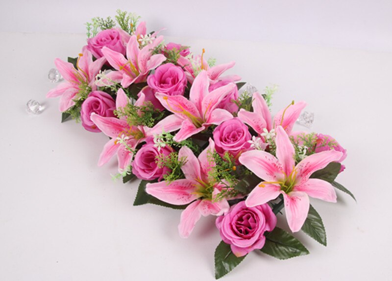 Hoogwaardige Zijde Kunstmatige Bloem Rij Boog Bloem Muur Lily Boog Hoge Imitatie Rose Diy Bruiloft Weg Leiden Party kerst Decor: 06