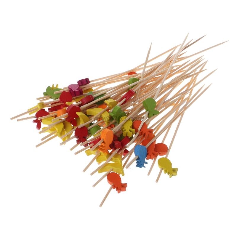 100Pcs Voedsel Picks Dessert Buffet Fruit Salade Vork Cake Muffin Party Sticks Cocktail Tandenstokers