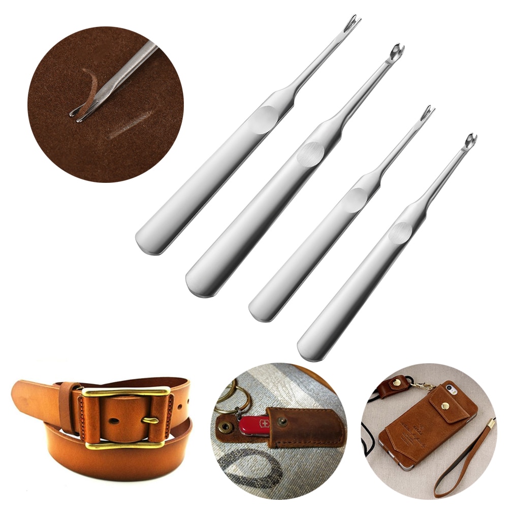 2 Pcs Leer Stiksels U + V Vormige Skiving Tool Groover Ponsen Tool Kit Leathercraft Perforator Edge Beveler Tool kit