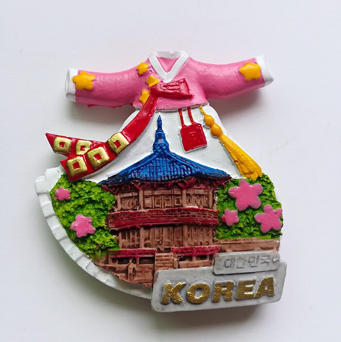 Koreaanse Toeristische Souvenirs 3D Hanbok Hars Koelkast Magneet Koelkast Magneet Souvenir