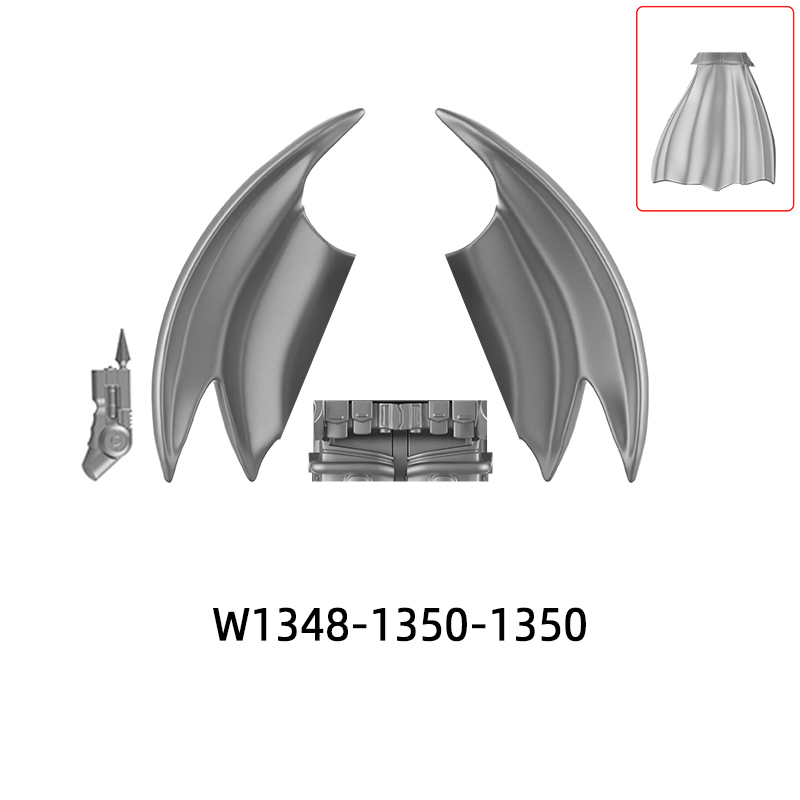 Die W1348-W1350 Umhang Actionfiguren Waffen Hosen Haarteile Modellblöcke MOC Bricks Set Spielzeug: schwarz