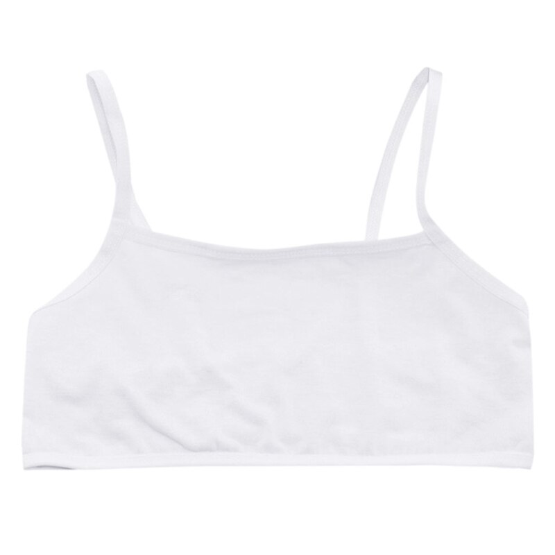 Pubertet teenage pige bomuld undertøj studerende brystholder trænings-bh ensfarvet 19qf: Hvid