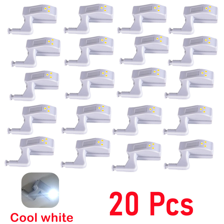 Luz LED 20 piezas para debajo del Armario, Sensor de luz Universal para Armario, lámpara de bisagra interior para Armario, cocina,: Rojo, amarillo y azul