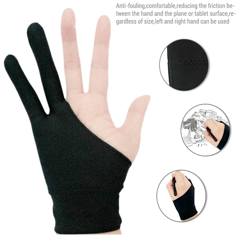 Anti-fouling Zwei-Finger Künstler Anti-Touch Handschuh Für Zeichnung Tablet Rechts Und Links Hand Handschuh Anti-Fouling Für Ipad Bildschirm Bord