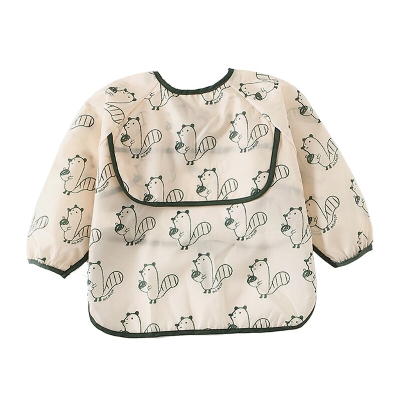Baby Kids Peuter Lange Mouwen Sjaal Waterdicht Art Kiel Voeden Bib Schort Pocket Baby Jongens Meisjes Burp Doek: 4