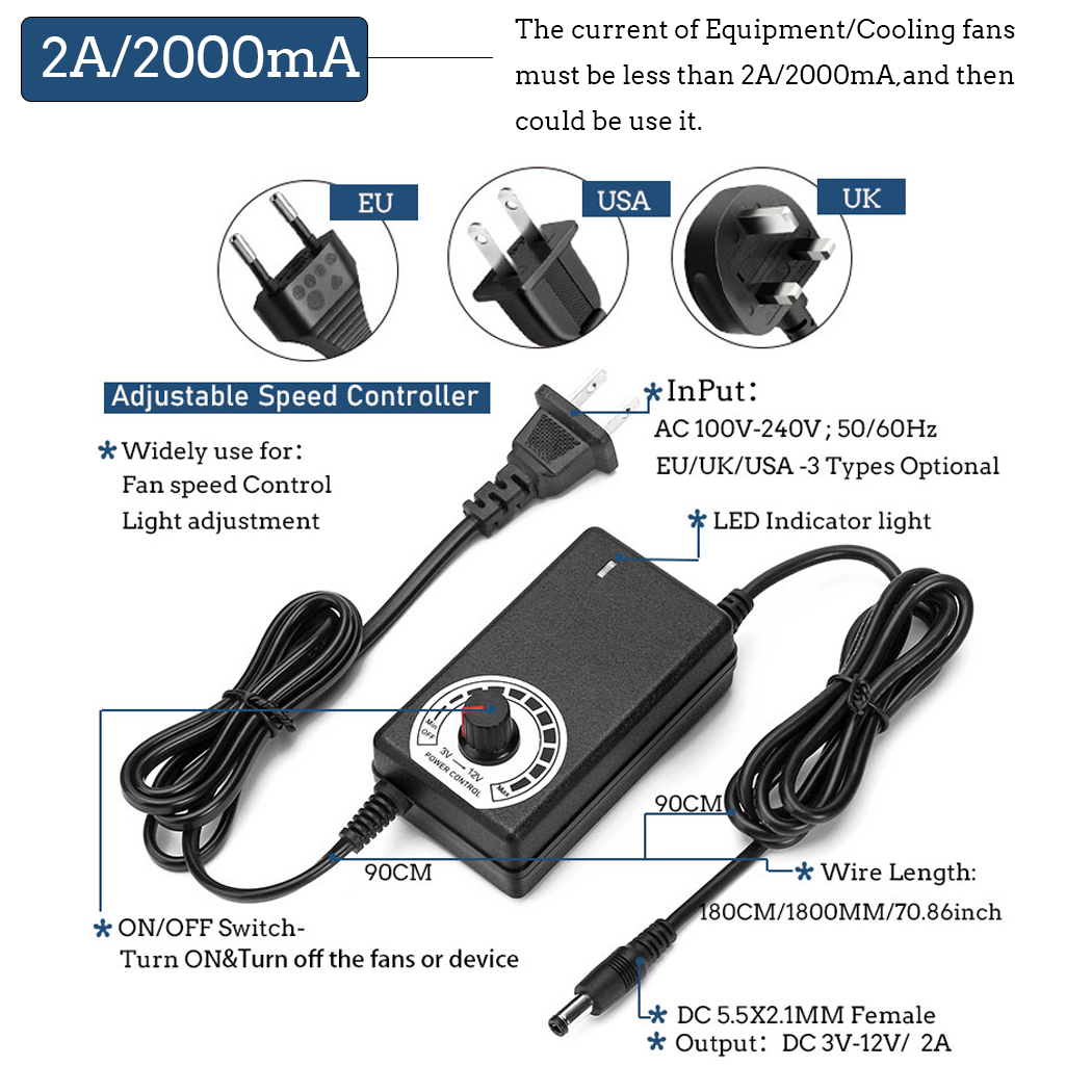 Routerfläkt tv-boxfläkt 120mm 240mm 360mm gör-det-själv-tv-boxkylfläkt med hastighetsregulator 80v-240v & skyddande nät skrivbordskylfläkt: 1mm / Gul