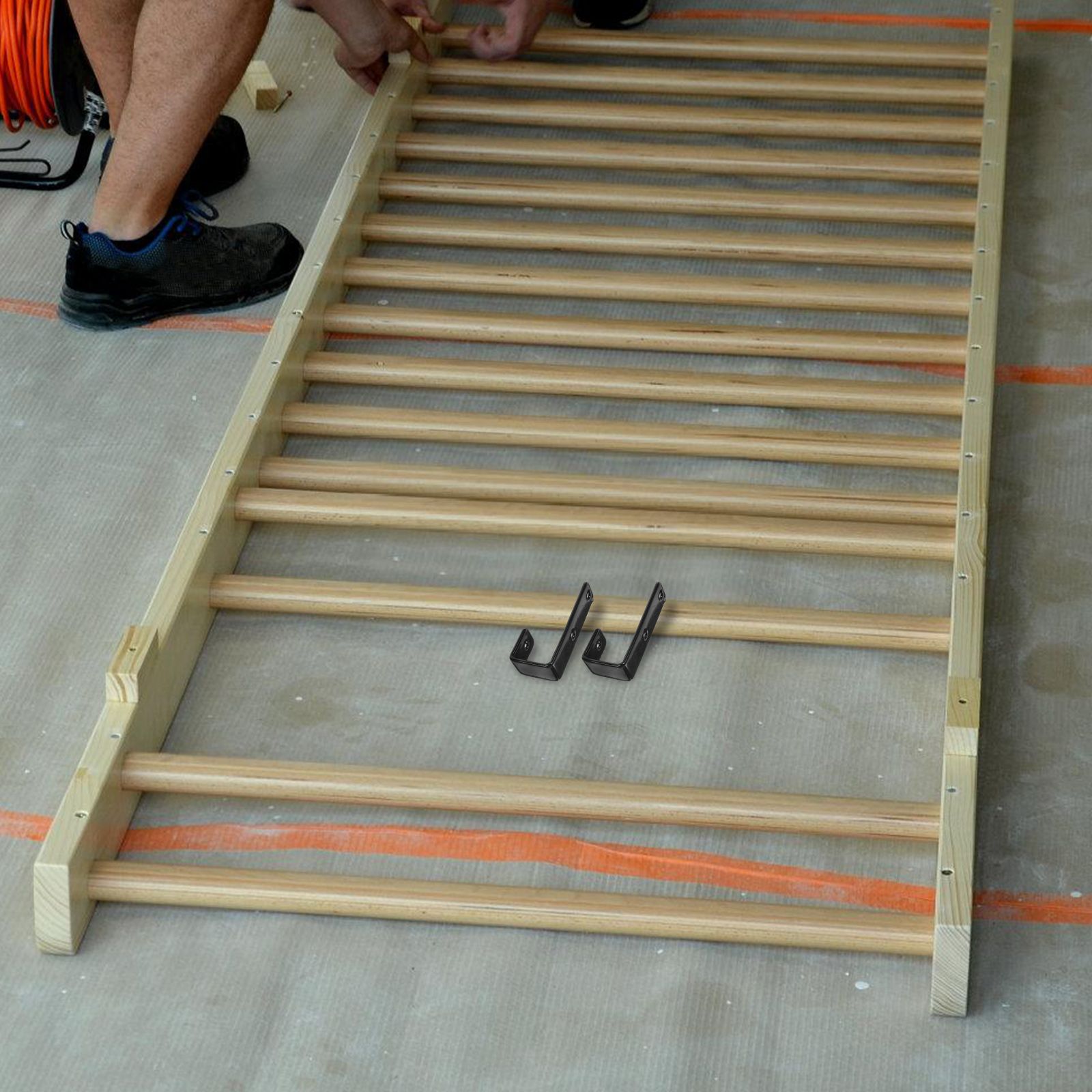 Rubber Coated Hooks Bunk Bed Ladder Holders 25MM Stairs Brackets Iron Reliable Easy Install Screws Provided Practical