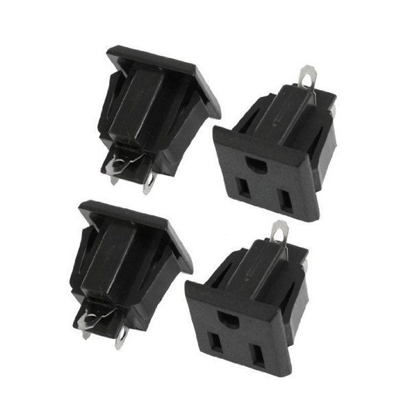 10 Pcs Panel Mount US 3 Pins Power Socket Plug Black Supply Adapter AC 125V 15A SMD66