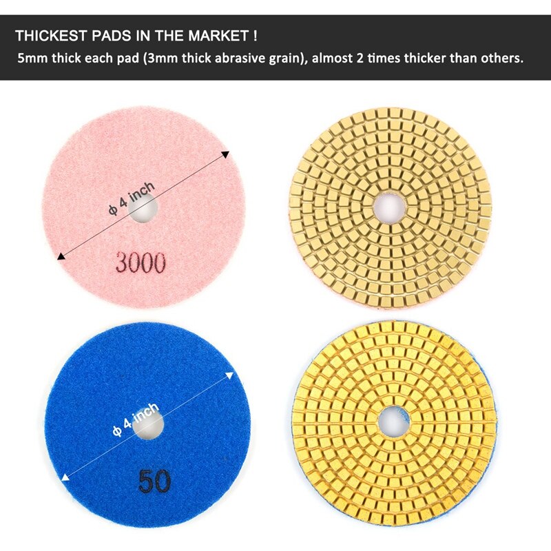 11Pcs 3 Inch 80Mm Diamant Polijsten Kit Nat/Droog Voor Graniet Stone Beton Marmer Polijsten Gebruik slijpschijven Set