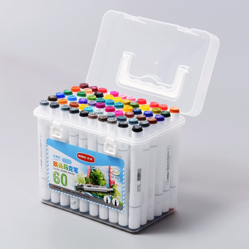 Double pinceau de dessin de couleur 12/24/36/48/60, pour étudiants, marqueur à l'huile, Graffiti pour enfants, marqueurs d'art pour affaires/étudiants/écriture: 752-36