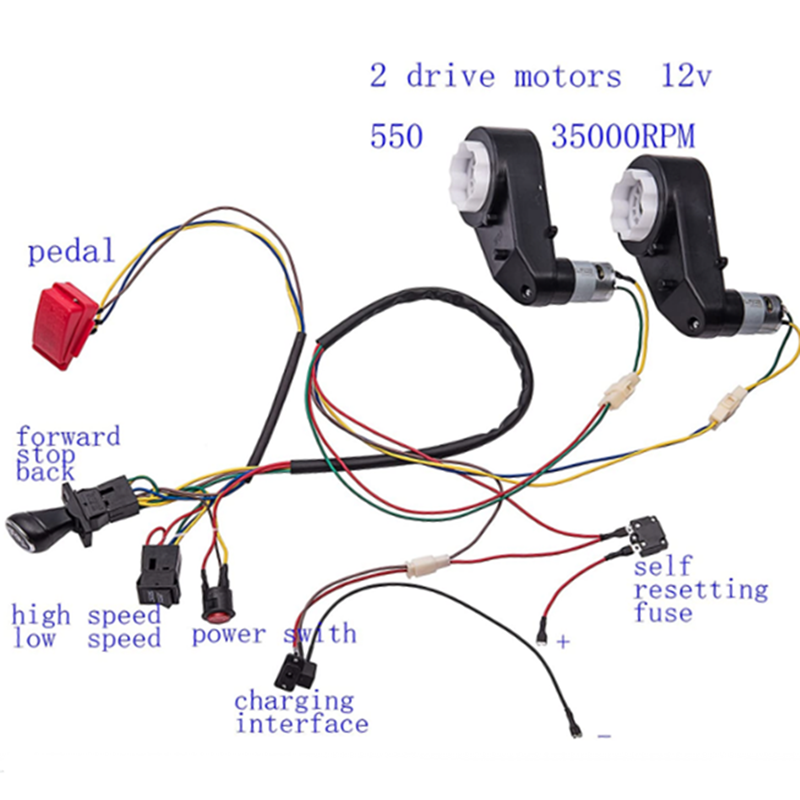 freundlicher-Elektroauto, DIY-modifizierte Drähte und Schalter-einstellen, selbstgemachtes freundlicher-Elektroauto, für Elektroauto, freundlicher-Fahrspielzeug: Blau