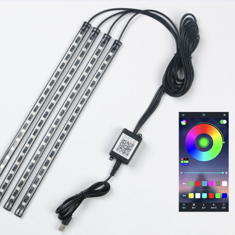 Neon LED Car Interior Ambient Foot Strip Light Kit Accessories Backlight Remote App Music Control Auto RGB Decorative Lamps