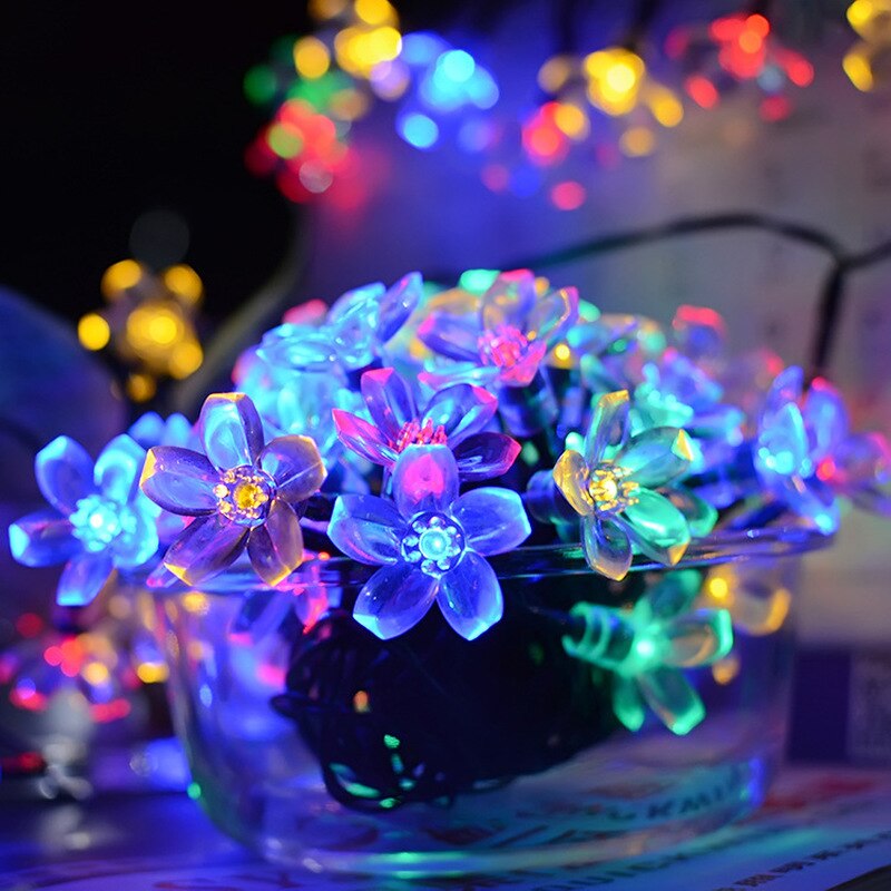 20/30/50 Led Peach Flower String Lamp Trendy Garden Decor Solar String Fairy Lights