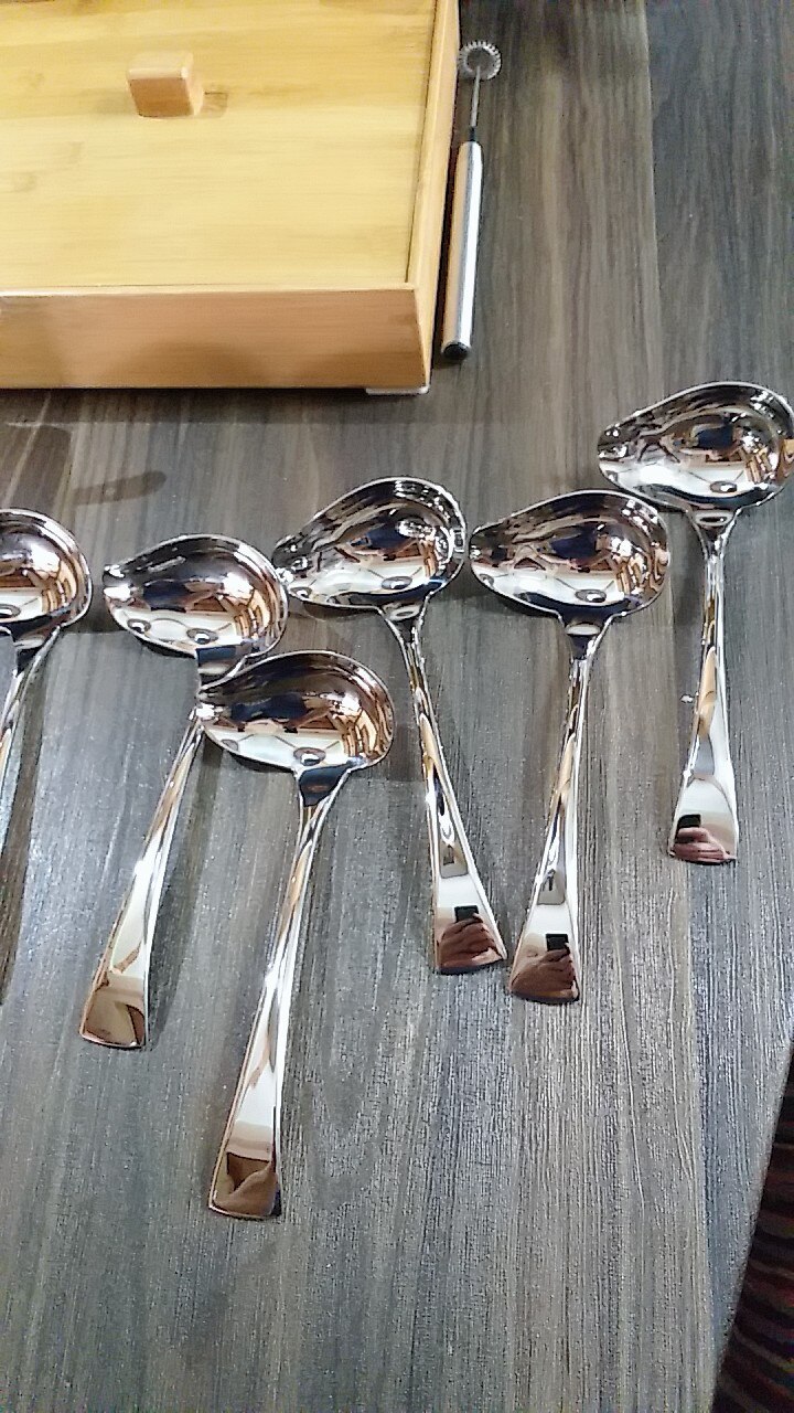 Cuchara torcida de acero inoxidable 304, Mini cuchara de concha de sopa, utensilios de cocina de metal con gachas pequeñas