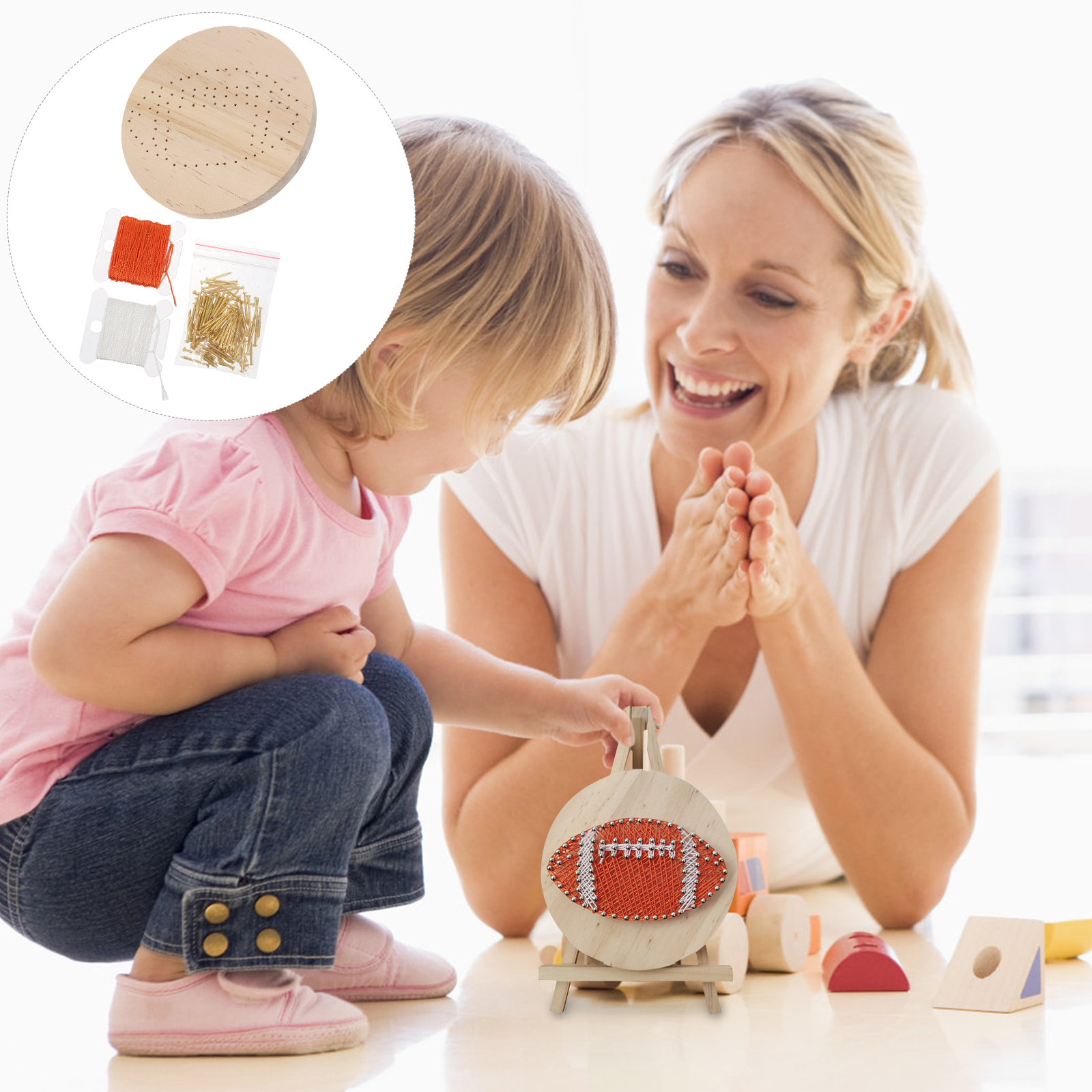 1 Set DIY String Art Kit Nail String Craft Kit Nail Winding Painting Handicraft For Child Girl Boy: c