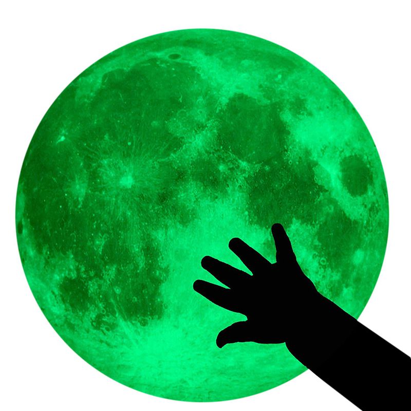Moon Glow In The Dark Muur Of Plafond Stickers Glow In The Dark Moon 30Cm Nachtlampje Gloeiende Lichtgevende Muur art Stickers Removabl: Default Title