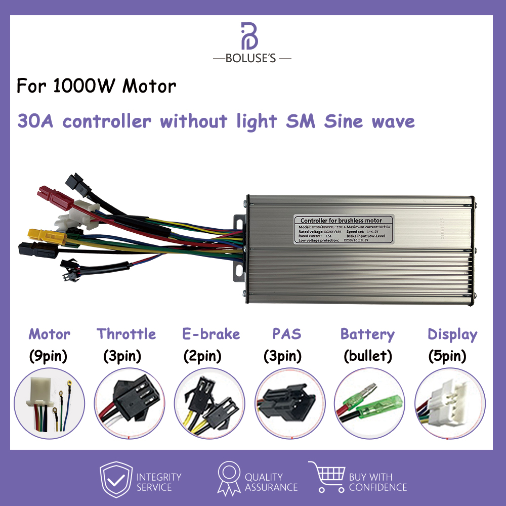 Ebike Controller Kt Sinus Controller Voor 250W-1000W Wiel Motor Controller Borstelloze Motor Controller Met Sm/waterdichte Stekker: KT-30A SM Sinewave
