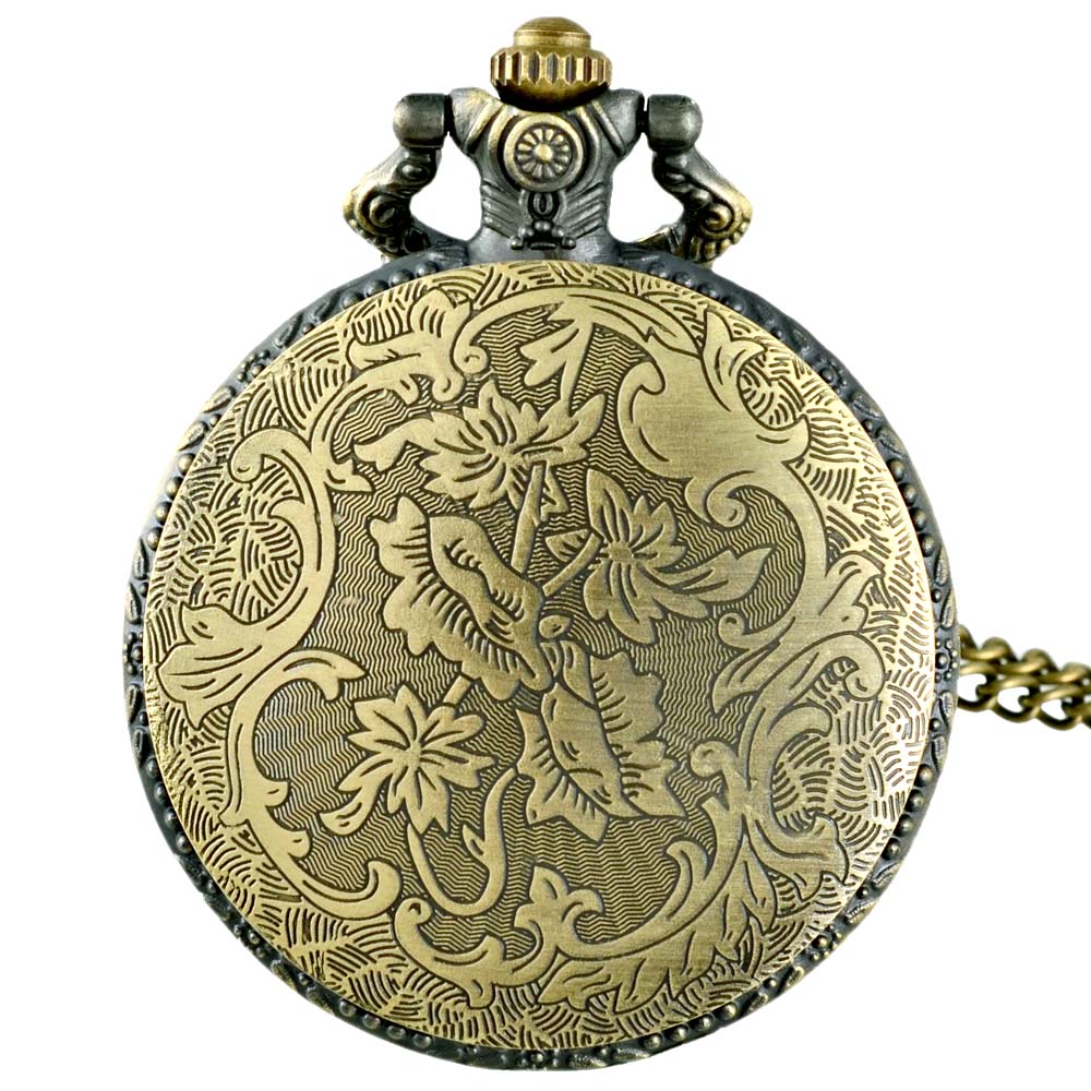 Retro Bronze Fire brigade Quartz Pocket Watch Chains Antique Men Women Necklace Clock
