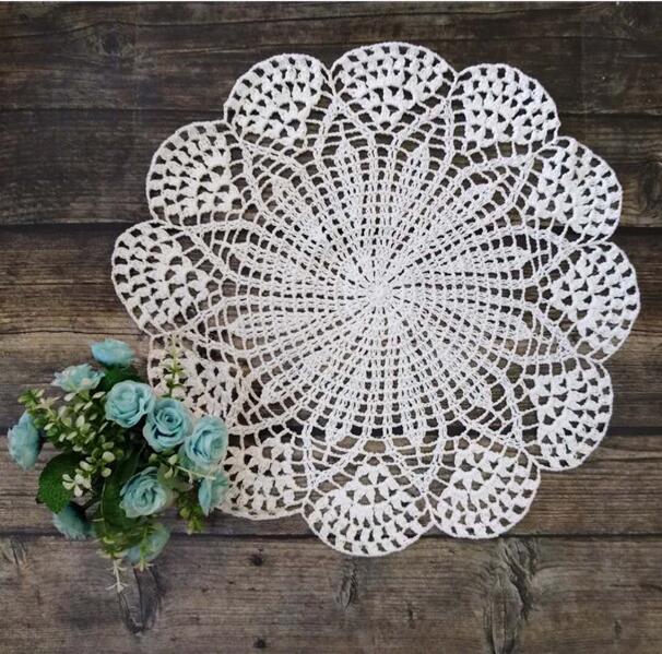 40cm placemats voor bruiloften, onderzetters, stoffen onderzetters, gehaakte placemats, keukentafelmatten, ronde placemats voor feestjes en kerstdecoraties.