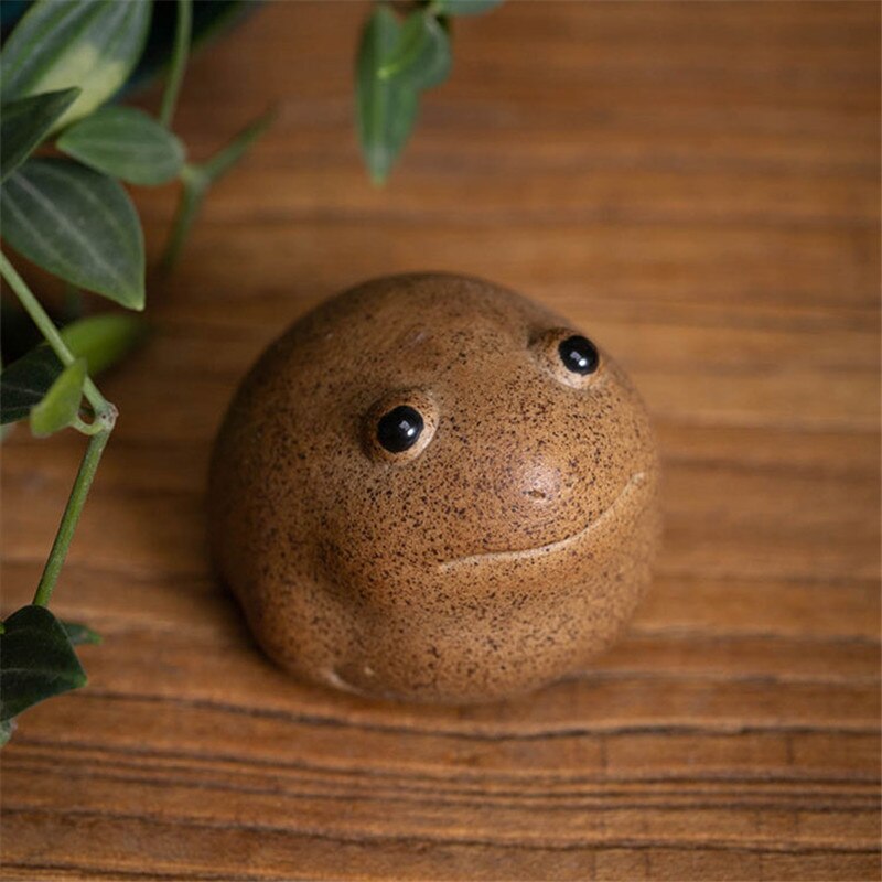 Service à thé Zen en céramique, belle Statue d&#39;animal de compagnie, grenouille porte-bonheur, poterie grossière, petit crapaud, fait à la main, décoration de maison moderne, ornements