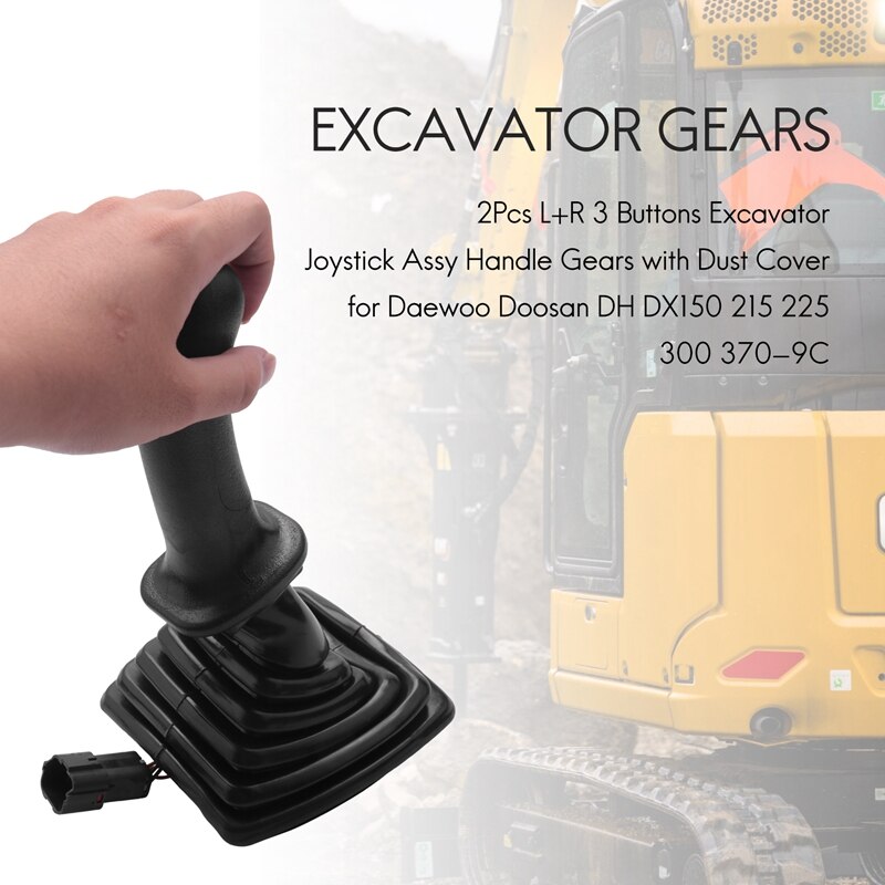 2Stck L + R 3 Tasten Bagger Joystick Assy Griff Zahnräder mit Staub Abdeckung für Daewoo Doosan DH DX150 215 225 300 370-9C