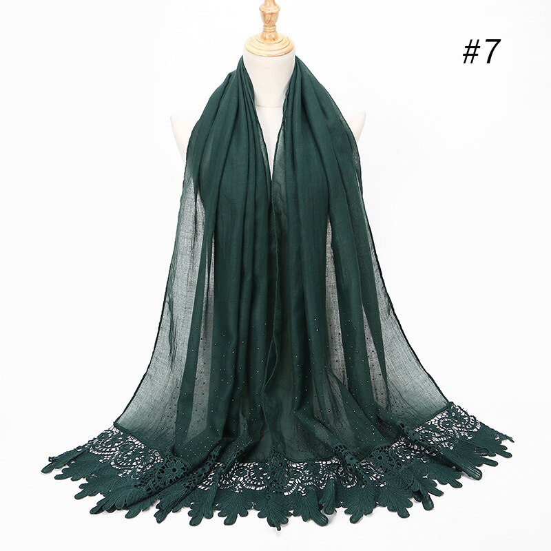 frauen schlicht baumwolle spitze schal Kopf hijab wickeln feste abdeckung-hoch schals foulard femme kopftuch Muslim hijabs stola: 6