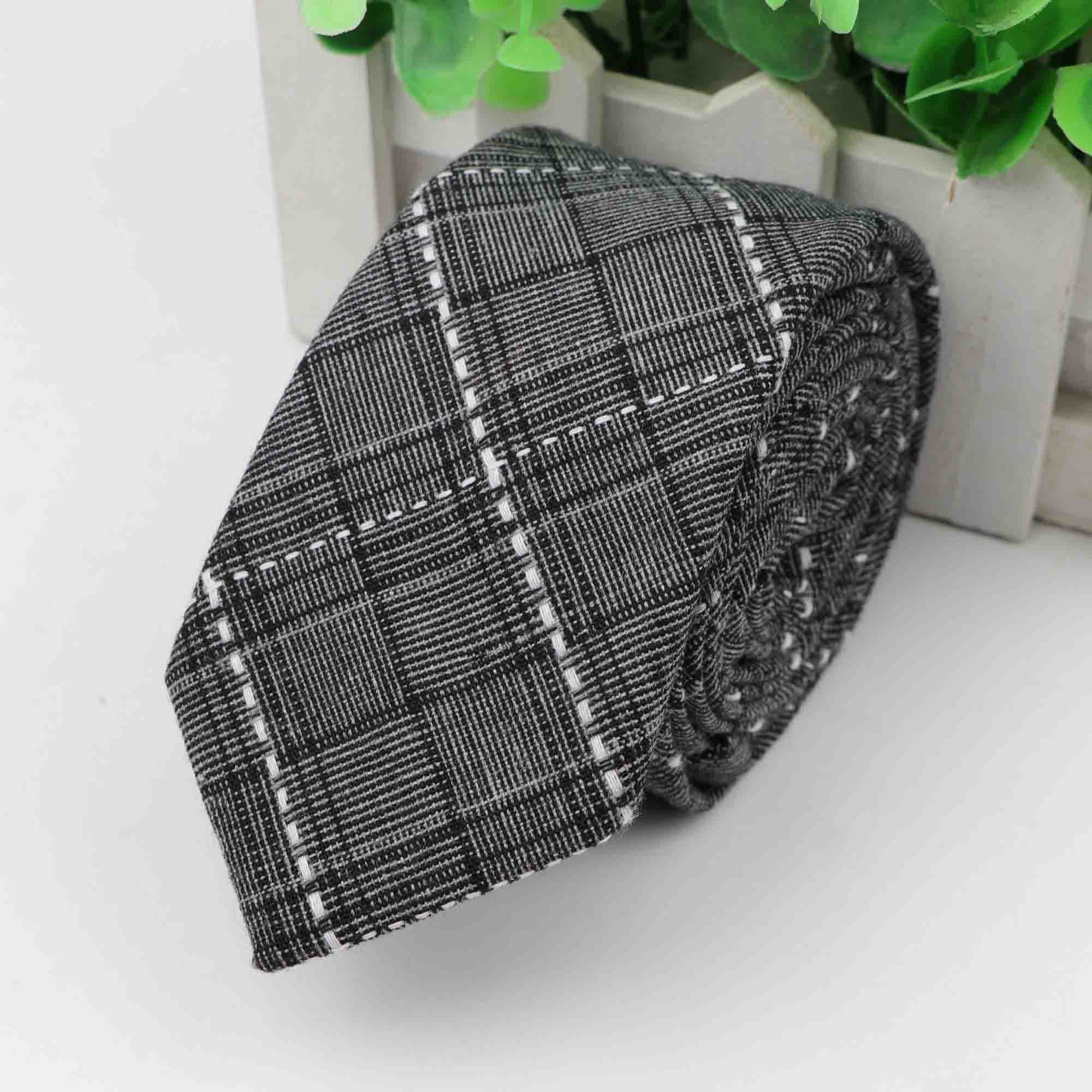 Cravate à carreaux pour hommes, cravate épaisse colorée, costume décontracté, nœuds papillon, coton Slim: 5