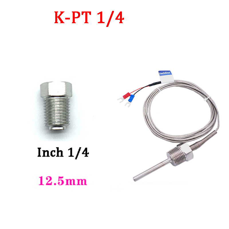 Inch PT100/K Stainless Steel Fixed Thread Platinum Thermal Resistance Thermocouple Waterproof Temperature Sensor Probe: Orange