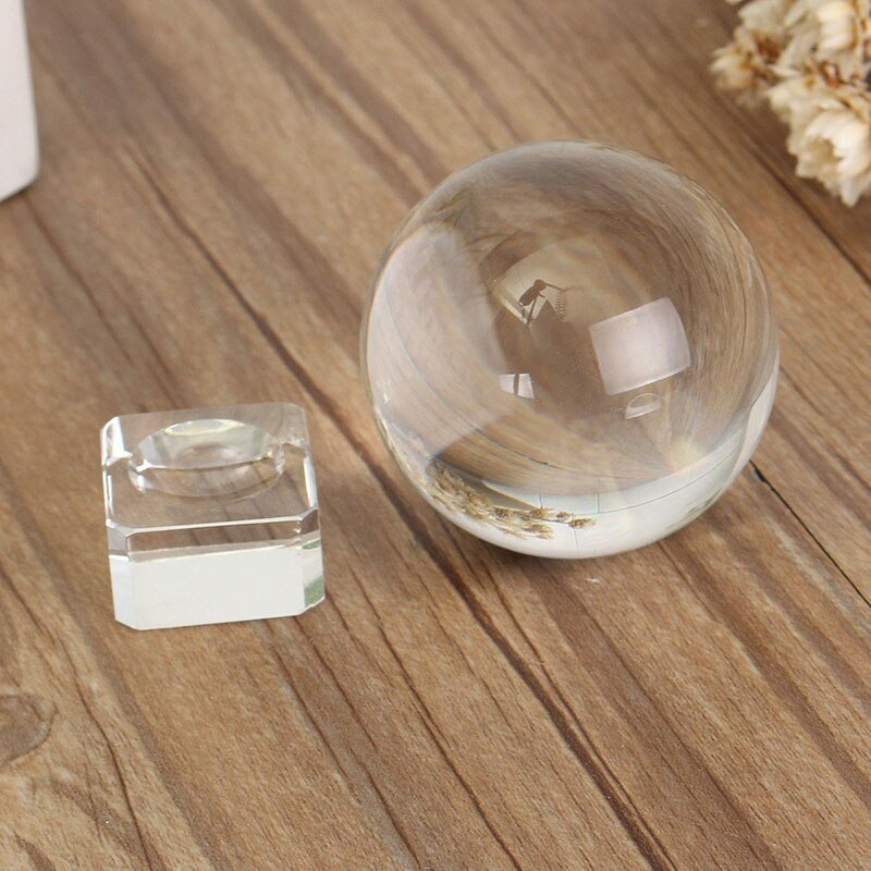 Transparent Crystal Ball with Stand Decorative Accessory Magic Tool Light Sphere Glass Ball YH-17