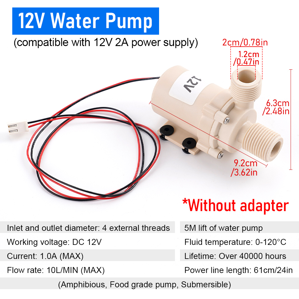 1 st solvattenpump  dc 12v/24v 5m st vattenborstlös motorcirkulationspump högtrycks-/livsmedelspump: 12v