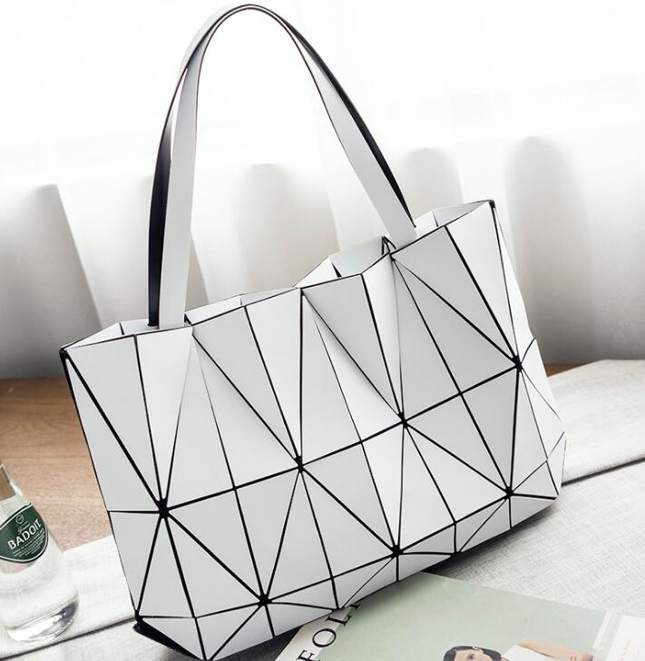 Maelove women-bag Geometric Diamond Folding Tote Shoulder Bags Matte color Geometry Handbags for Girls: matte color white