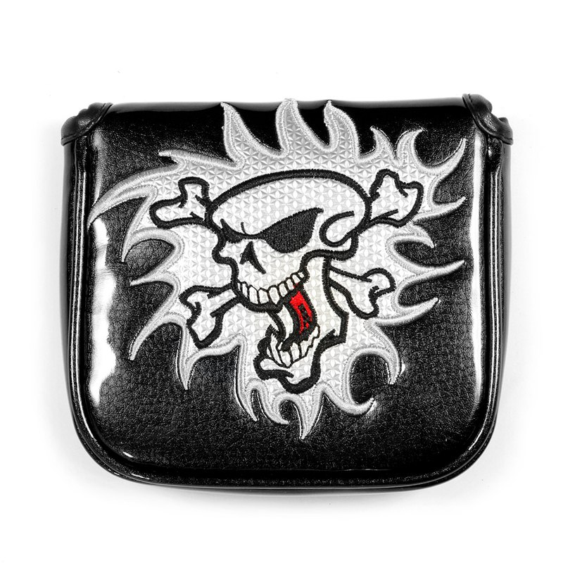 Skull golf putter cover stor klubba golf head cover magnetisk stängning röd vit blå passform för de flesta märken
