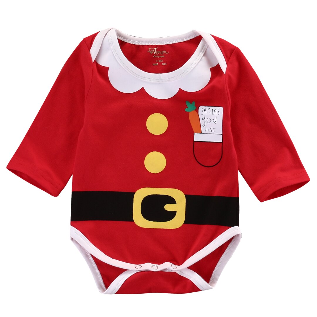 Citgeett Emmababy Infant Neugeborenen Baby Junge Mädchen Rot Bodysuit Santa Langen Ärmeln Overall Weihnachten Kleidung Weihnachten Herbst Set ZX