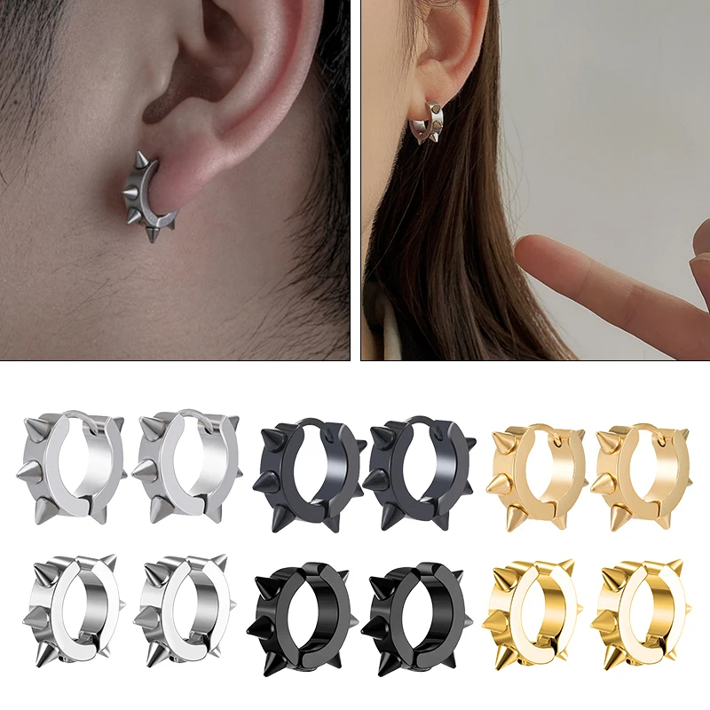 Pendientes Punk de acero inoxidable para hombre y mujer, aretes con tachuelas, estilo Hip Hop, gótico, 1 par