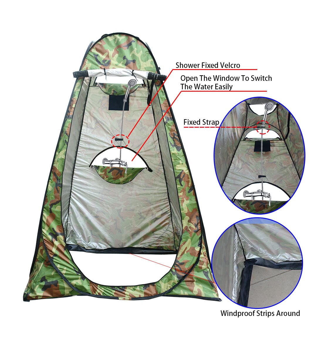 Fully Automatic Open Changing Tent Fishing Swimming Toilet Pop Up Solar Bath Bag Outdoor Ultralight Camping Shower Bathing Tent: Camouflage Three