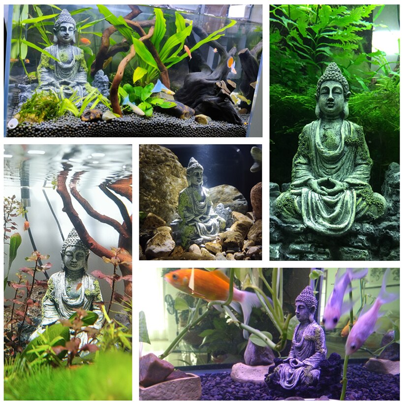 Harpiks buddha statue akvarium dekorasjon hjem hage akvarium ornament sittende buddha dekor stein stein reptil forsyning
