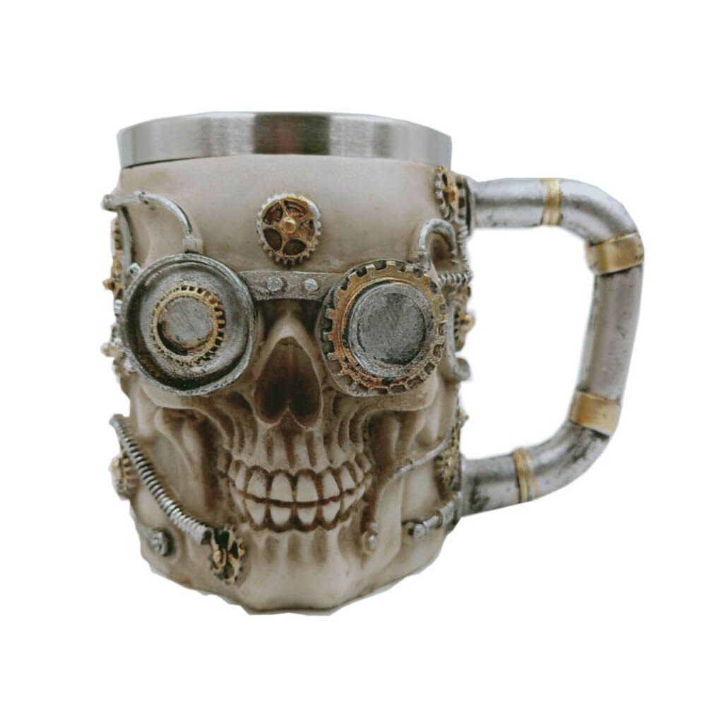 Nylig 3d utstyr hodeskalle øl kaffe krus kopp rustfritt stål te krus kopp xsd 88
