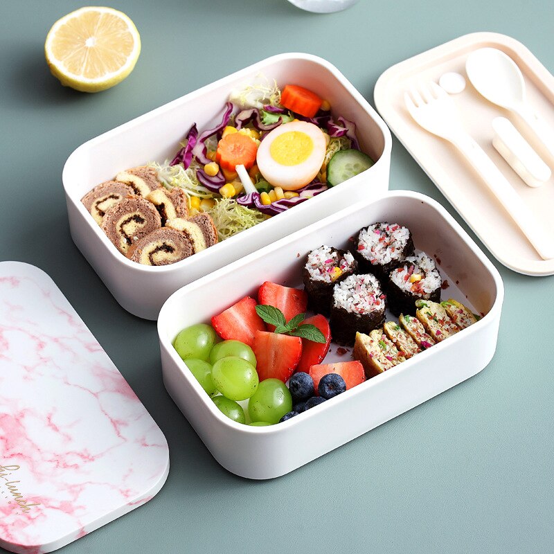 Double Bento Box japanese snack box containers for food Breakfast Boxes insulated lunch container lunch box for kids