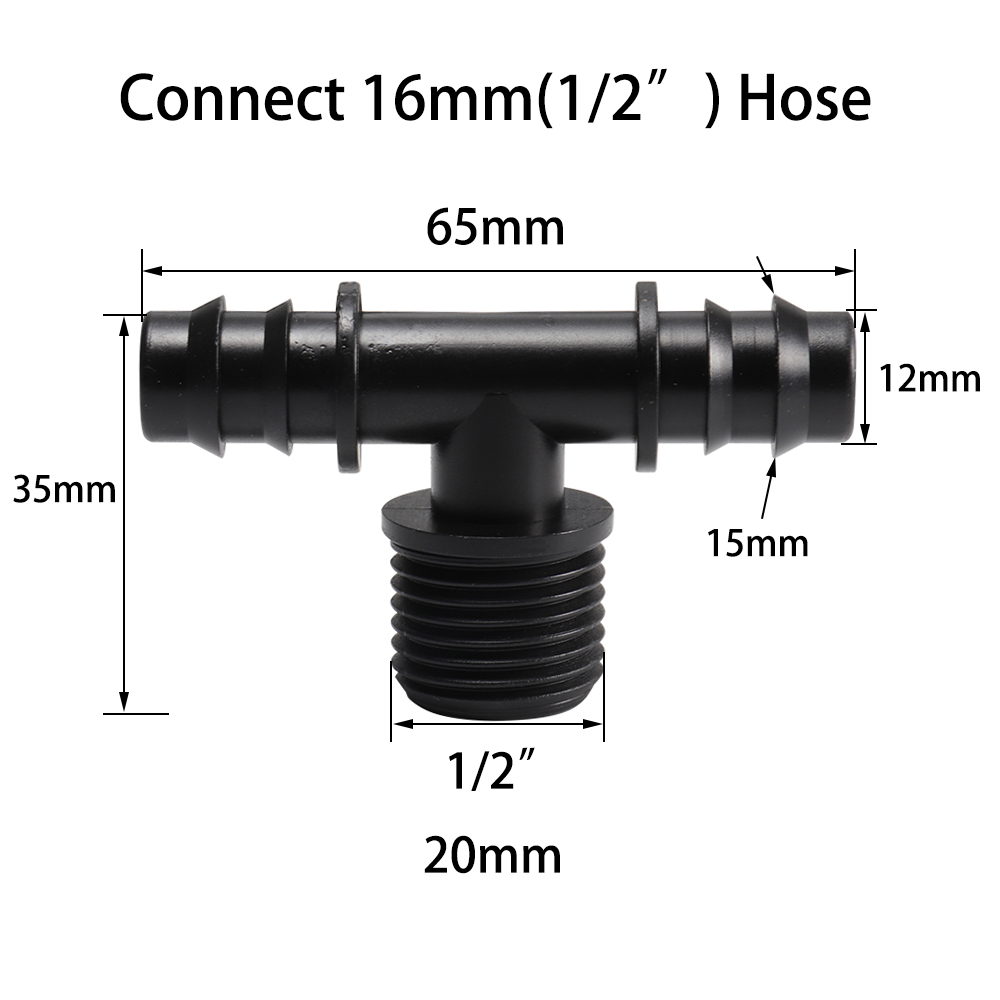 Connecteurs filetés en t, 1/2 "3/4", 16, 20, 25mm, 2 pièces, connecteur de tuyau d'irrigation PE, Micro système d'irrigation, connecteurs de pagode d'eau: Marron