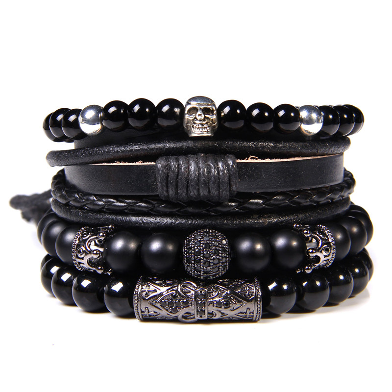 Pulsera de cuentas de madera multicapa para hombre, pulsera de cuerda de cuero marrón Vintage hecha a mano, pulseras nuevas étnicas, brazalete, de joyería 2024: COLOR ORO ROSADO