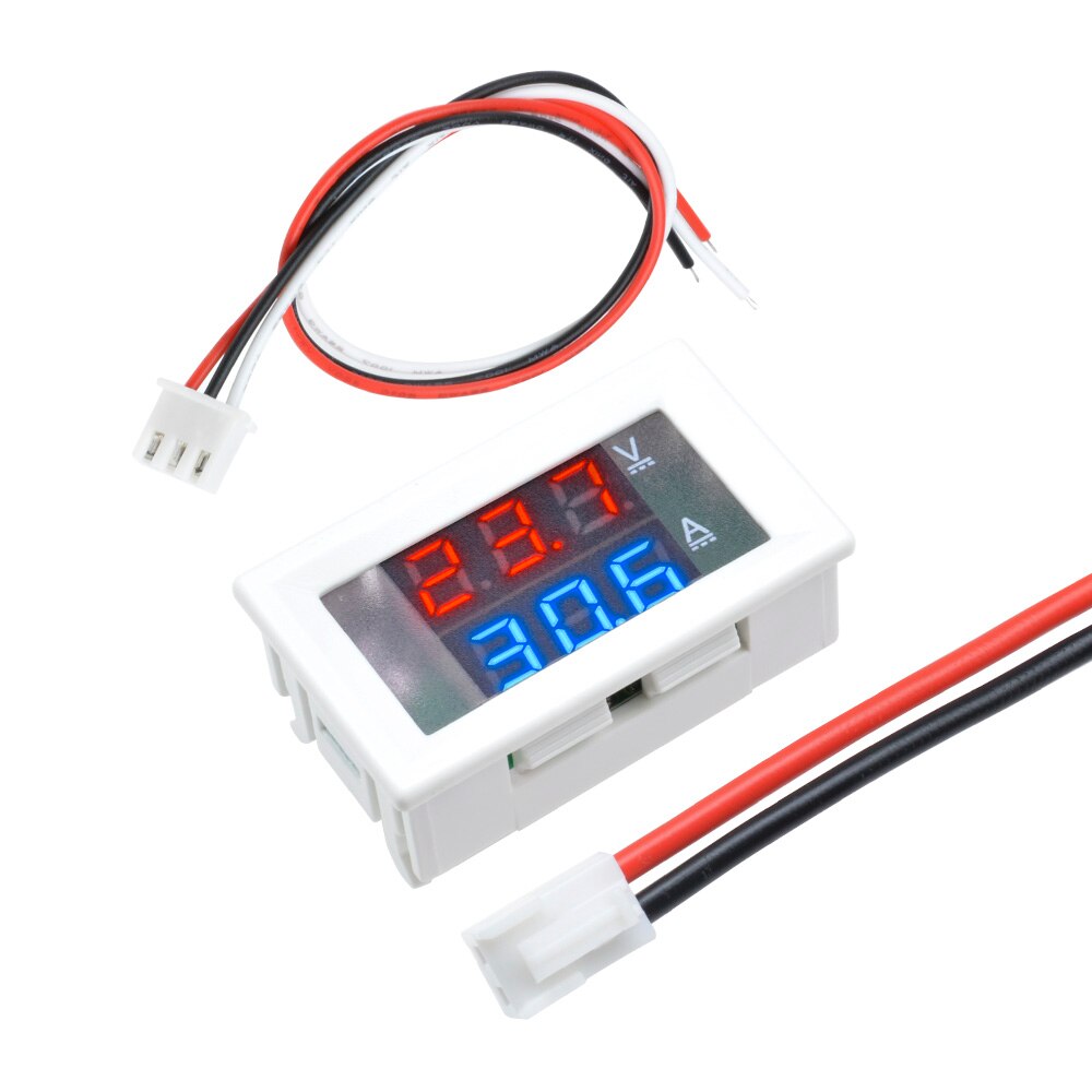 Dual LED Display Mini Digital Voltmeter Amperemeter DC 100V 10A Panel Amp Volt Spannung Strom Meter Tester 0,56" weiß/Schwarz Fall