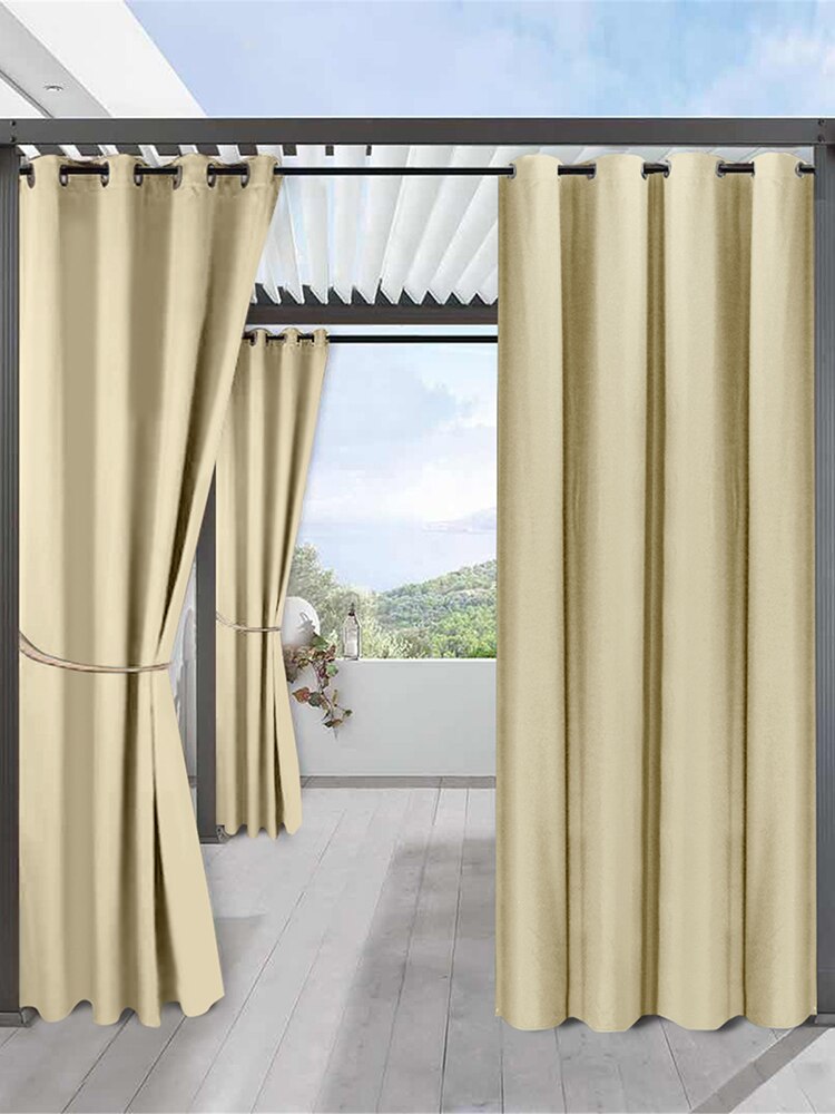 Cortinas opacas de tela de poliéster para exteriores, cortinas sólidas a prueba de agua para ventana de cocina, dormitorio y sala de estar