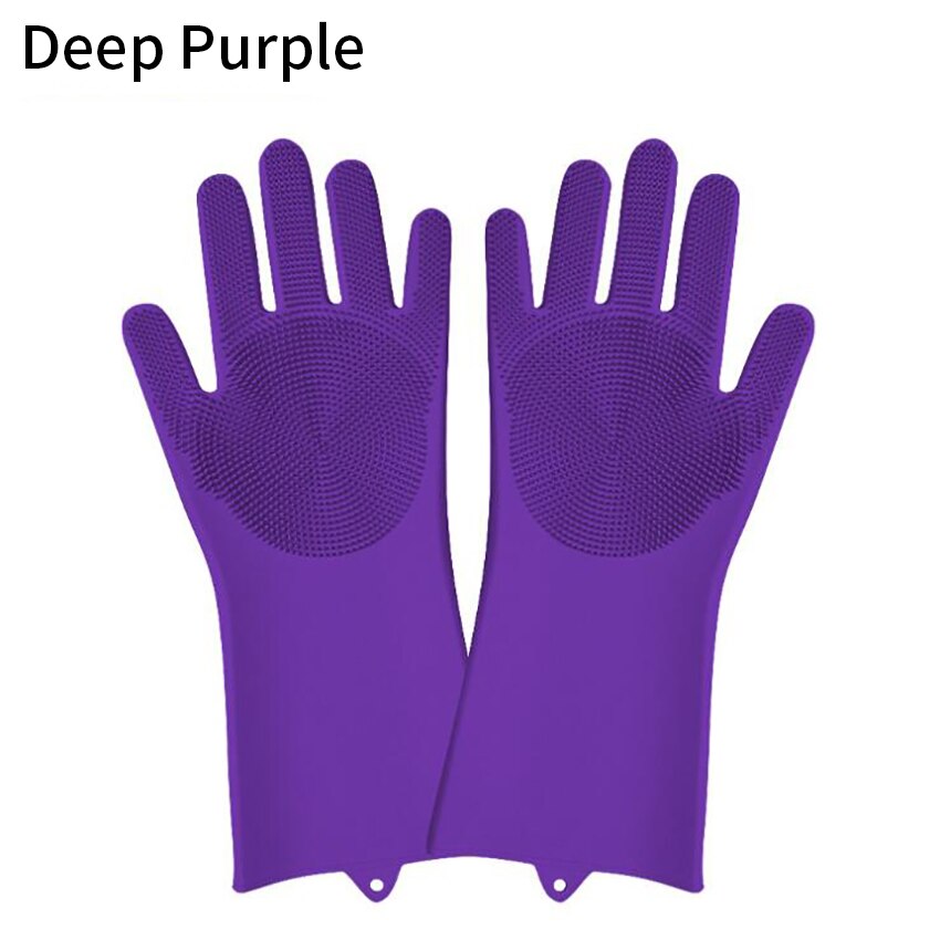 Guantes de lavado de platos, estropajo de cocina de silicona, guantes de limpieza para platos, suministros de Herramientas de limpieza del hogar,: Deep Purple