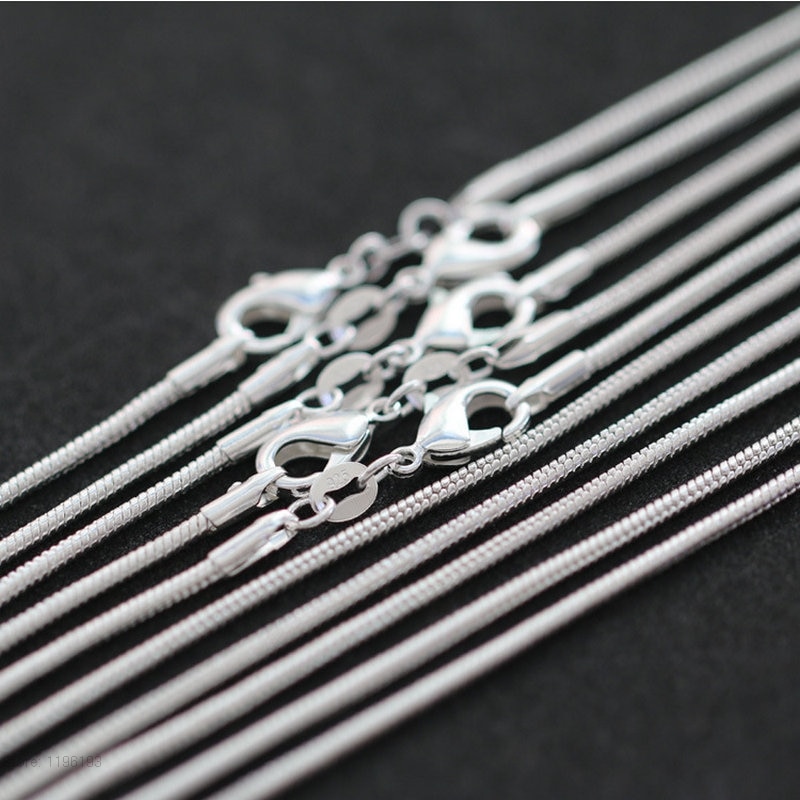 16 "-24" 40-60cm 1mm 925 stamped zilveren Kettingen Italië Slim Dunne Snake Kettingen ketting Vrouwen Chain Kids Meisje Mannen Sieraden Colier