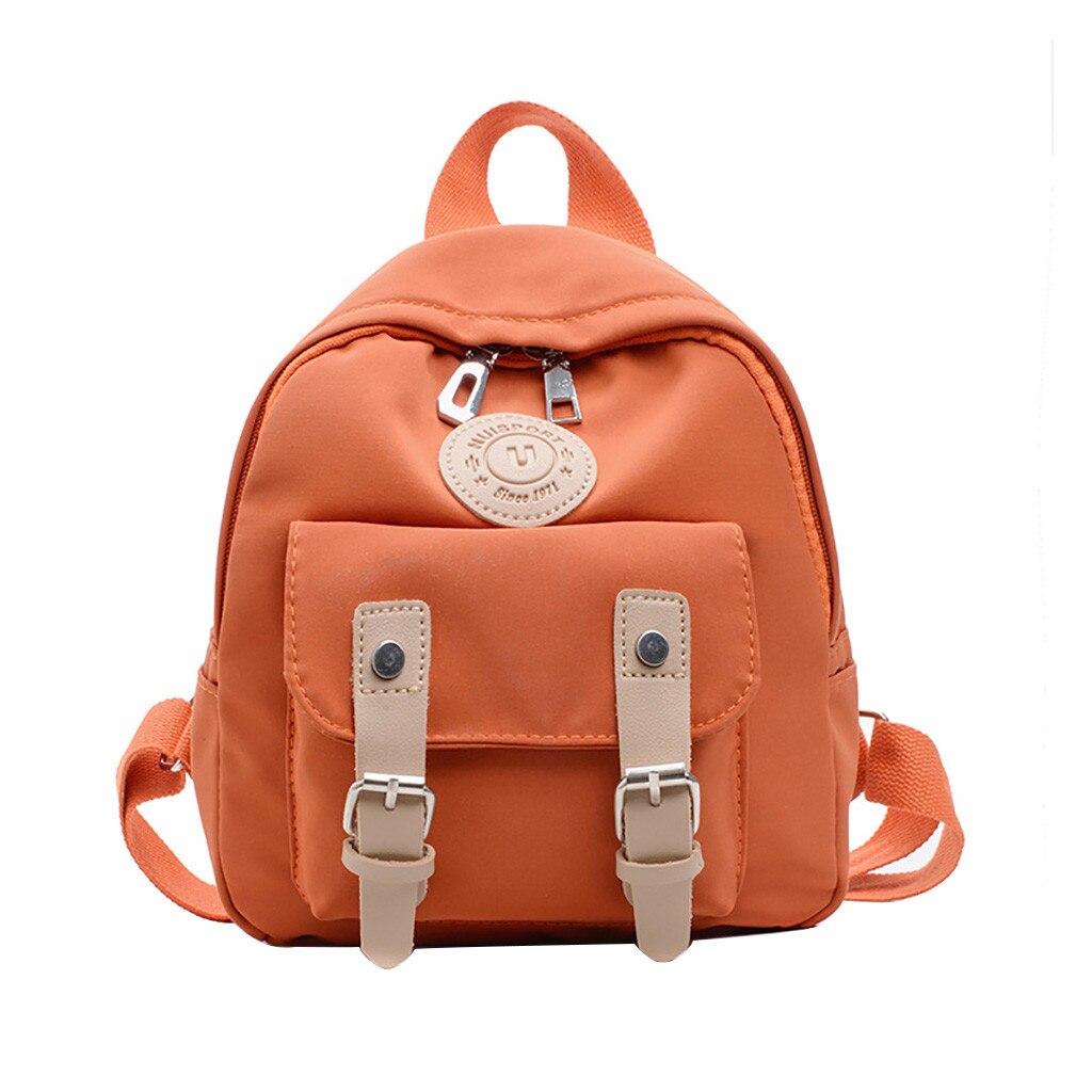 Mochila para mujer, bolso de hombro a la para niños, mochila sólida de nailon para estudiantes masculinos y femeninos, mochila sencilla y versátil Ju9: Orange