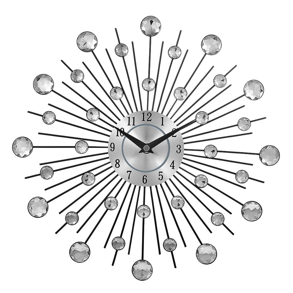 13-inch zilver sunburst metalen wandklok originele vintage metalen klok – Grandado